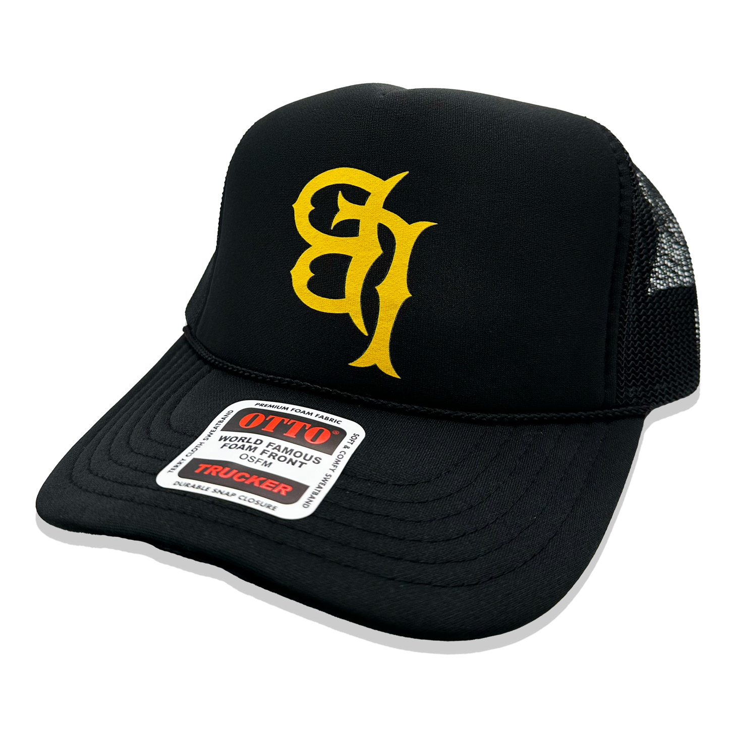 Mesh Trucker Snapback Hat - Black/Gold