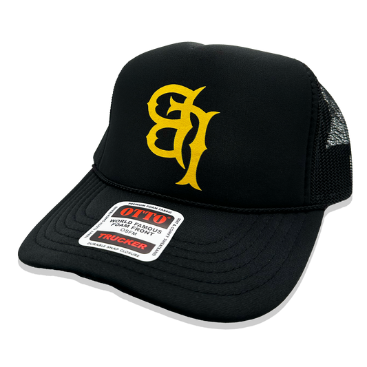 Mesh Trucker Snapback Hat - Black/Gold