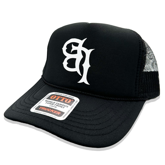 Mesh Trucker Snapback Hat - Black/White