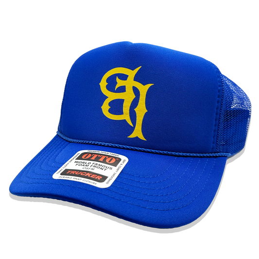 Mesh Trucker Snapback Hat - Blue/Gold