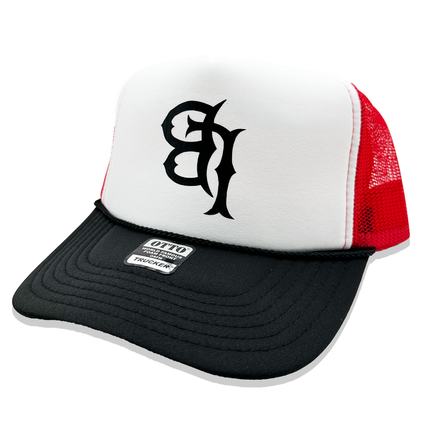 Mesh Trucker Snapback Hat - Red/Black/White