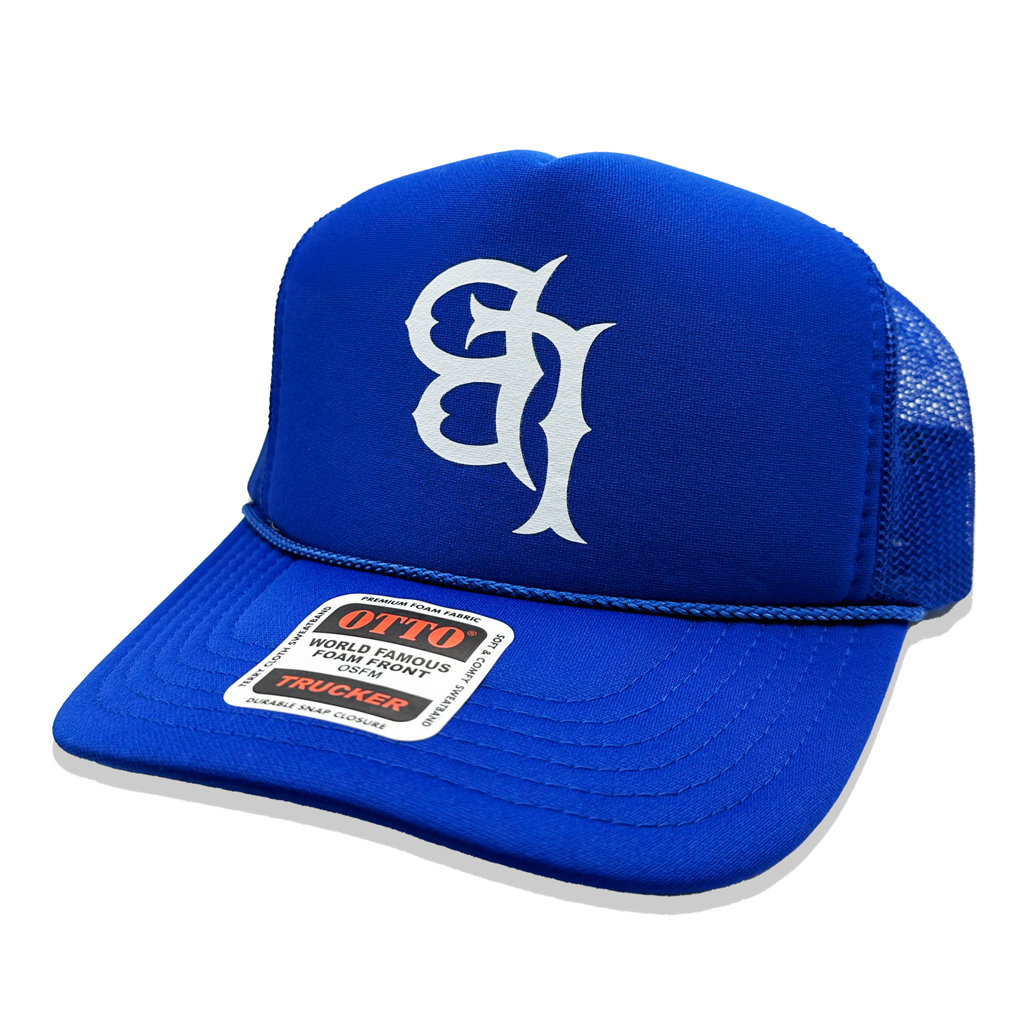 Mesh Trucker Snapback Hat - Blue/White